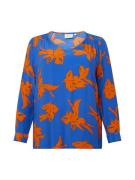 ONLY Carmakoma Bluse 'Cardagny Life'  azur / mørkeorange