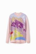 Desigual Pullover 'M. Christian Lacroix'  siv / lavendel / lys pink / carminrød