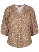 Zizzi Bluse  mokka / hvid