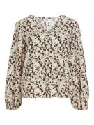 OBJECT Bluse 'LEONORA'  beige / creme / mørkebrun / sort