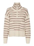 VERO MODA Pullover 'CARRY'  brun / uldhvid