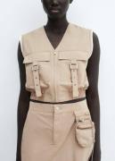 MANGO Vest 'Tapioca'  brokade / offwhite