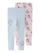 NAME IT Leggings 'NMFVIVIAN'  lyseblå / lys pink / sort / offwhite