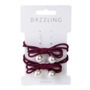 Dazzling Hår 2-pack Hair Ties Bow Burgundy