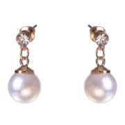 Dazzling Earring Col Clear Crystal On Stud W Hanging MOP Gold