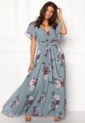 Goddiva Flutter Floral Maxi Dress Air Force Blue XS (UK8)