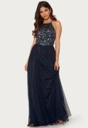 AngelEye High Neck Sequin Maxi Dress Navy M (UK12)