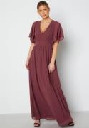 Bubbleroom Occasion Butterfly Sleeve Chiffon Gown Old rose 34