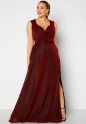 Goddiva Curve Wrap Front Sleeveless Maxi Curve Dress With Split Red 44 (UK16)