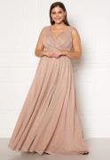 Goddiva Curve Wrap Front Sleeveless Maxi Curve Dress With Split Nude 48 (UK20)