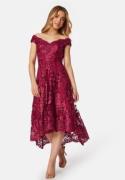 Goddiva Embroidered Lace Dress Wine XXL (UK16)