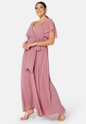 Goddiva Curve Flutter Sleeve Chiffon Maxi Curve Dress Lavender 50 (UK22)