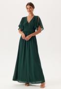 Bubbleroom Occasion Butterfly Sleeve Chiffon Gown Dark green 40