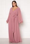 Goddiva Curve Long Sleeve Chiffon Maxi Curve Dress Dusty Pink 48 (UK20)