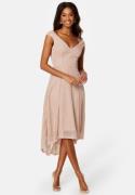 Goddiva Glitter High Low Midi Dress Nude XXL (UK18)