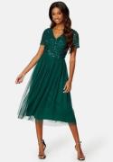 AngelEye Short Sleeve Sequin Embellished Midi Dress Emerald M (UK12)