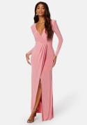 Goddiva Long Sleeve Maxi Dress Warm Pink L (UK14)