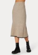 BUBBLEROOM Contrast Edge Knitted Skirt Beige melange XS