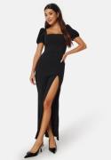 John Zack Puff Sleeve Maxi Dress With Split Black M (UK12)