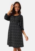 Happy Holly Soft Puff Sleeve Dress Black/Floral 36/38