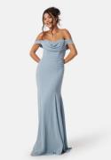 Goddiva Chiffon Off Shoulder Maxi Dress Light blue S (UK10)