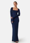 BUBBLEROOM Square Neck L/S Maxi Dress Navy M