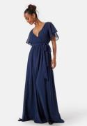 Goddiva Flutter Chiffon Maxi Dress Navy L (UK14)