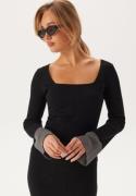 BUBBLEROOM Contrast Rib Knitted Top Black XS