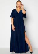 Goddiva Curve Flutter Sleeve Maxi Dress Navy 44 (UK16)