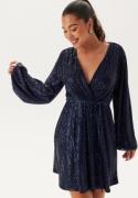 Bubbleroom Occasion Sequin Balloon Sleeve Dress Dark blue L