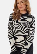 Object Collectors Item Ray L/S Knit Pullover Black Pattern:Sandshell zebra XS