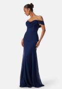 Goddiva Chiffon Off Shoulder Maxi Dress Navy M (UK12)