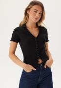 BUBBLEROOM Short Sleeve Collar Top Black XS