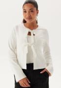 BUBBLEROOM Rib Bow Cardigan Offwhite M