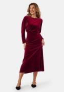 Bubbleroom Occasion Bow Velvet Midi Dress Dark red S