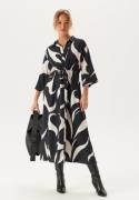 Object Collectors Item Objdemia Lo 3/4 LONG SHIRT DRE Black Aop:white Sand 36