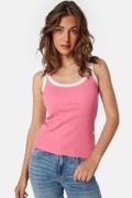 BUBBLEROOM Contrast Rib Tank Top Pink M