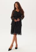 Happy Holly Tiered Puff Sleeve Lace Midi Dress Black 40/42