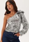 VERO MODA Vmefi One Shoulder Ls Top Silver Colour M