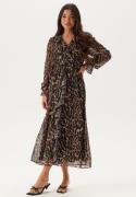 BUBBLEROOM Flounce Midi Dress Leopard M