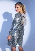 Bubbleroom Occasion Sequin Bow A-Line Dress Silver L