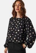 VILA Vilana L/S O-NECK DETAIL TOP O Black Beauty Aop:katy 42