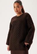 VILA Vikaia L/S OVERSIZE CABLE KNIT Coffee Bean XL