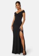 Bubbleroom Occasion Twist Off Shoulder Gown Black XXL