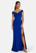 Bubbleroom Occasion Twist Off Shoulder Gown Blue XXL