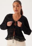 BUBBLEROOM Sheer Tie Blouse Black XS