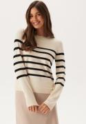 VERO MODA Vmsaba Plain Ls O-neck Pullove Birch Stripes:w Black XS