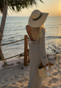 BUBBLEROOM Striped Maxi Dress Black/Offwhite S