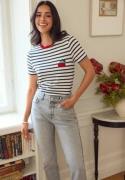 ONLY Onlheart Life S/S TEE JRS NOOS Cloud Dancer Stripes:night Sky M