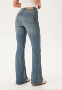 BUBBLEROOM High Flare Superstretch Jeans Blå sliten (Blue worn) 36